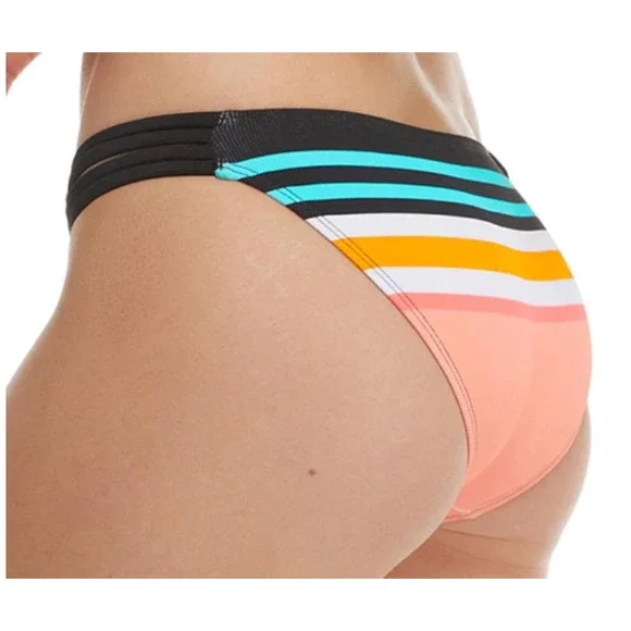 Body Glove Coral Reef Flirty Surf Rider Bikini Bottom | Sz XL, Black Multi - Picture 3 of 10